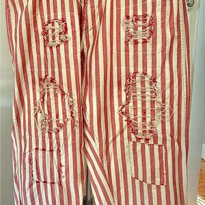 Magnolia Pearl Red and Cream Striped Pants